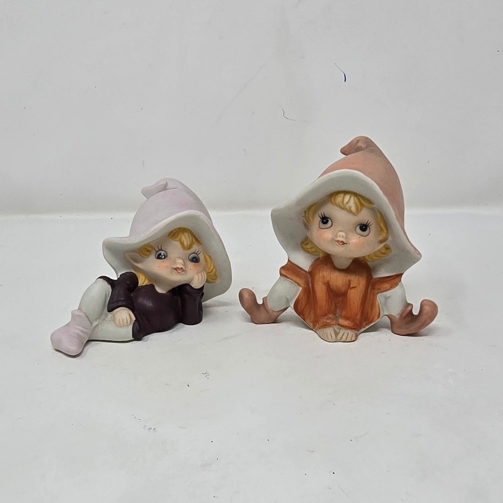 Vtg‎ Homco ceramic pixie elves figurines